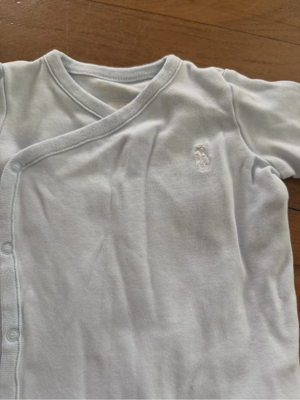 Ralph Lauren White Long-Sleeve One-Piece Bodysuit